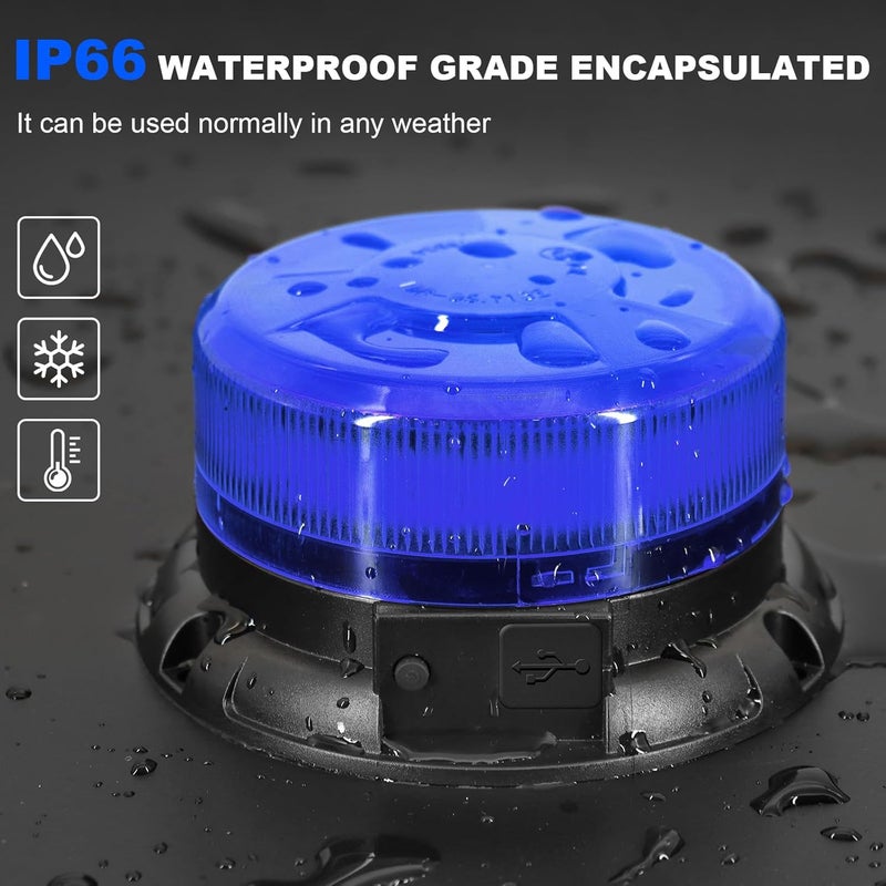AnTom Magnetic Wireless Strobe Light, Waterproof Rechargeable Blue LED Beacon Lights for Trucks, Vehicle Emergency Flashing Warning, forklifts,Tractors,Golf Carts,Cars - Image 5